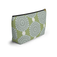 Lace Hexagon Accessory Pouch w T-bottom in Green